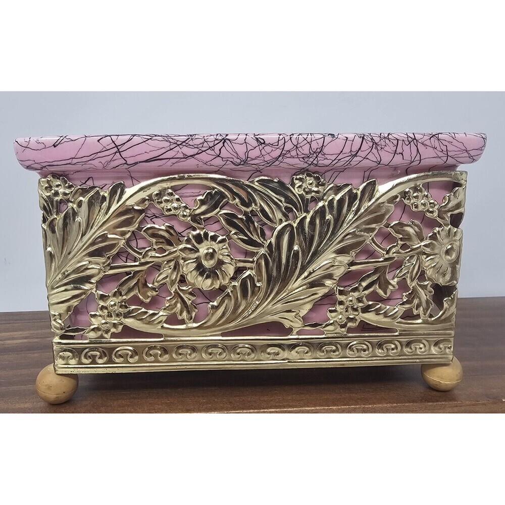 Vtg Hull MCM Pink Ceramic Footed Splatter Lines Mini Loaf Pan Trinket Dish 6" - Picture 3 of 15
